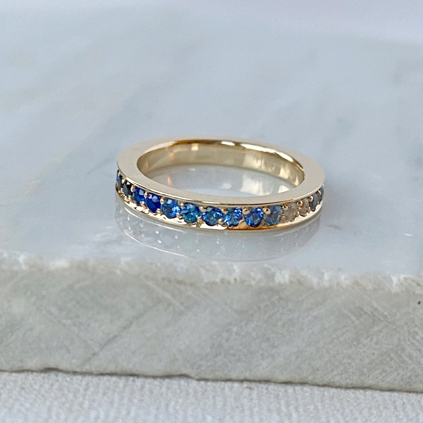 Blue Sapphire Eternity Ring Yellow Gold