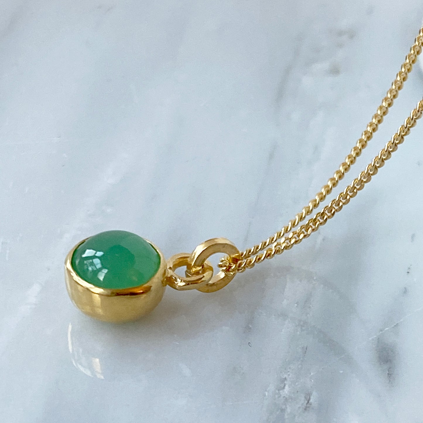 Birthstone Orb Chrysoprase Gold Pendant