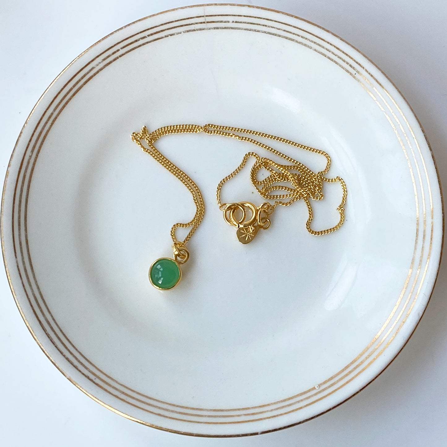 Birthstone Orb Chrysoprase Gold Pendant