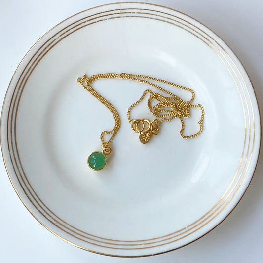 Birthstone Orb Chrysoprase Gold Pendant