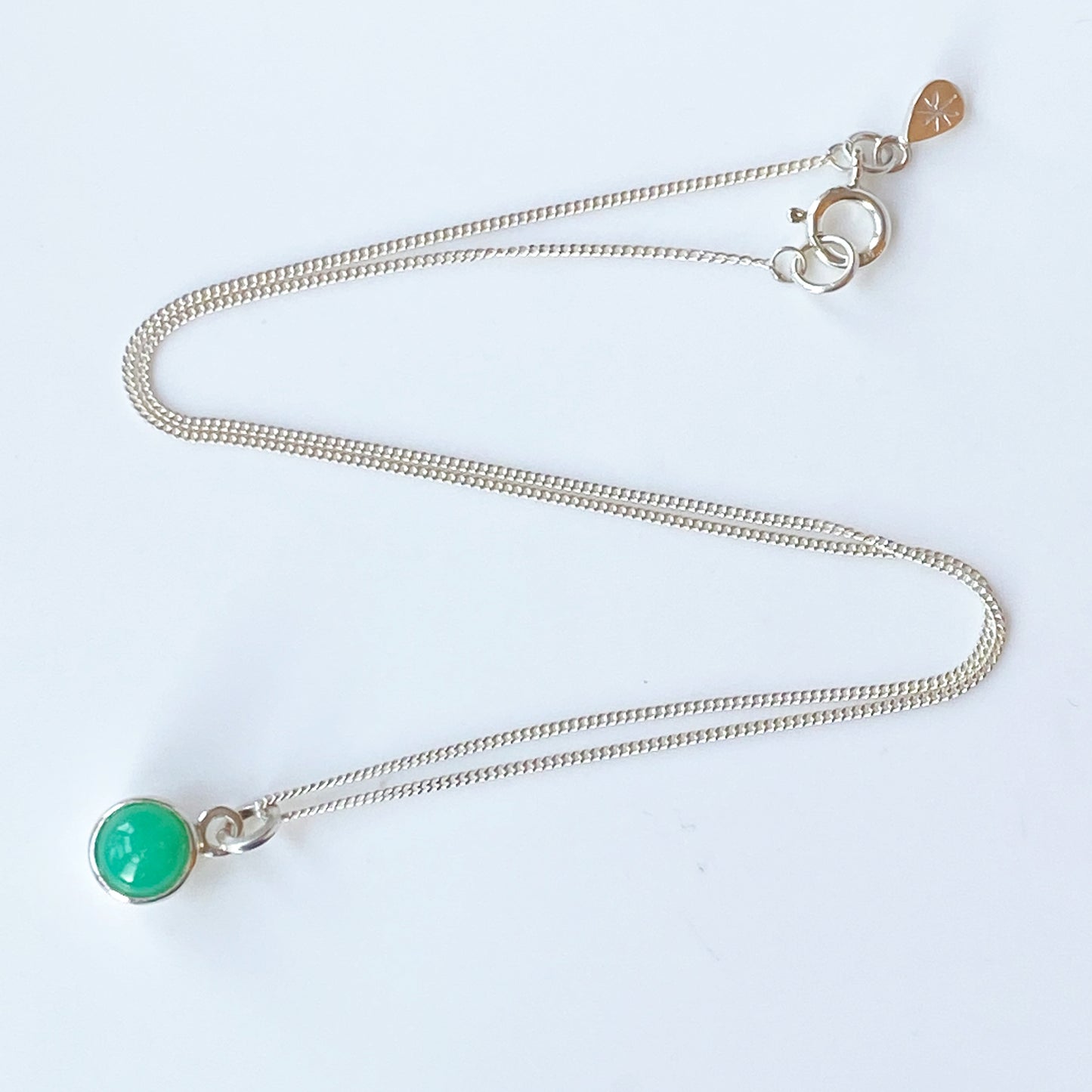 Birthstone Orb Chrysoprase Silver pendant