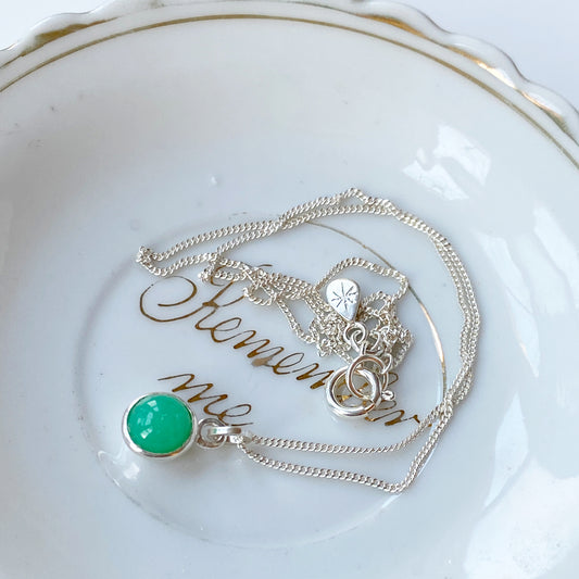 Birthstone Orb Chrysoprase Silver pendant