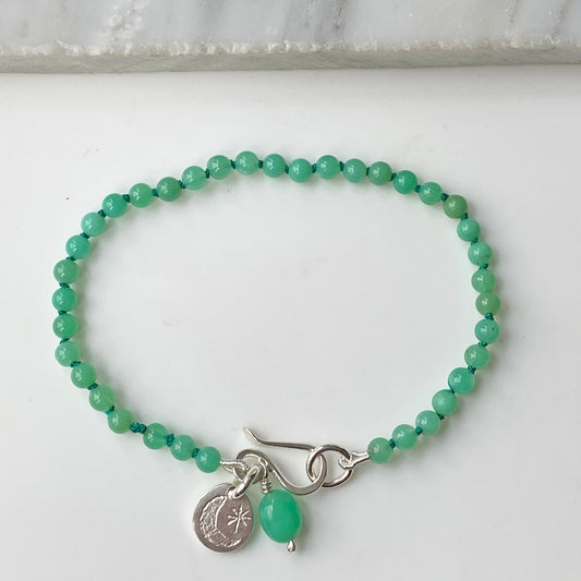 Chrysoprase Bead Moon & Star Bracelet