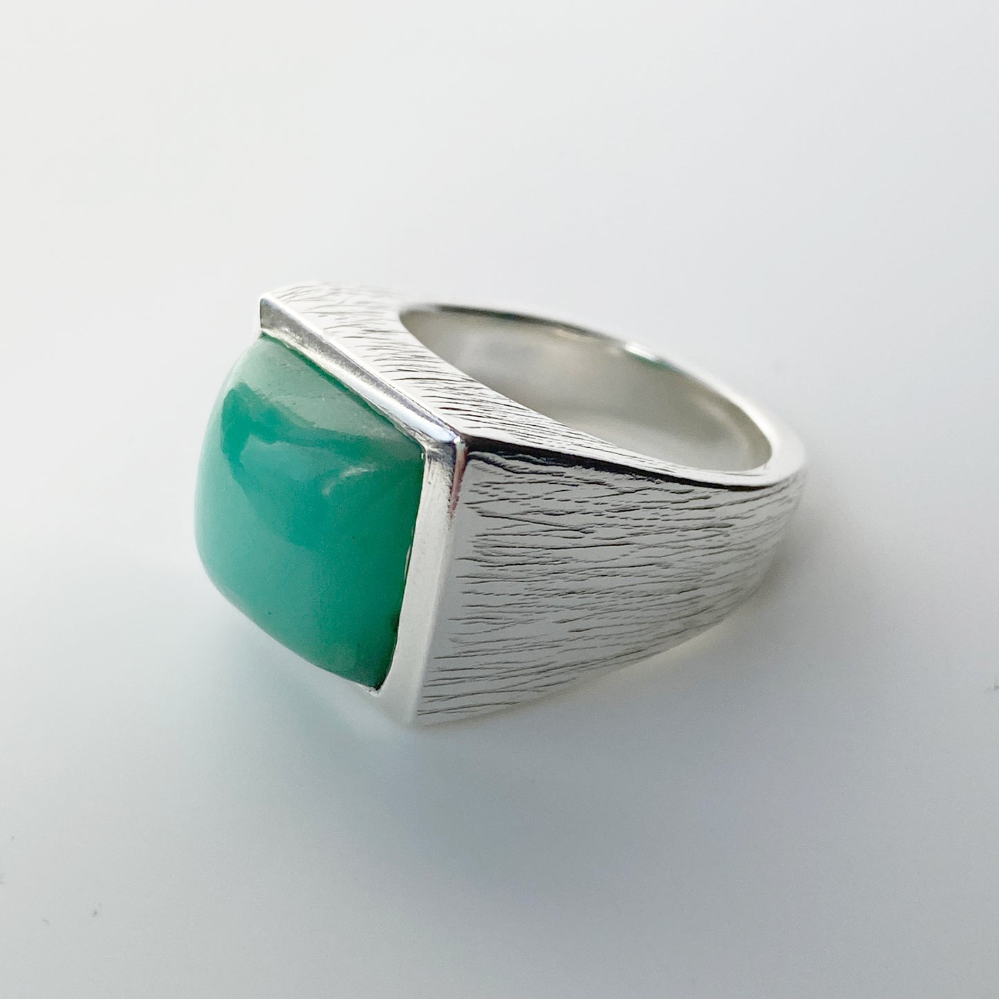 Chrysoprase Signet Silver Ring