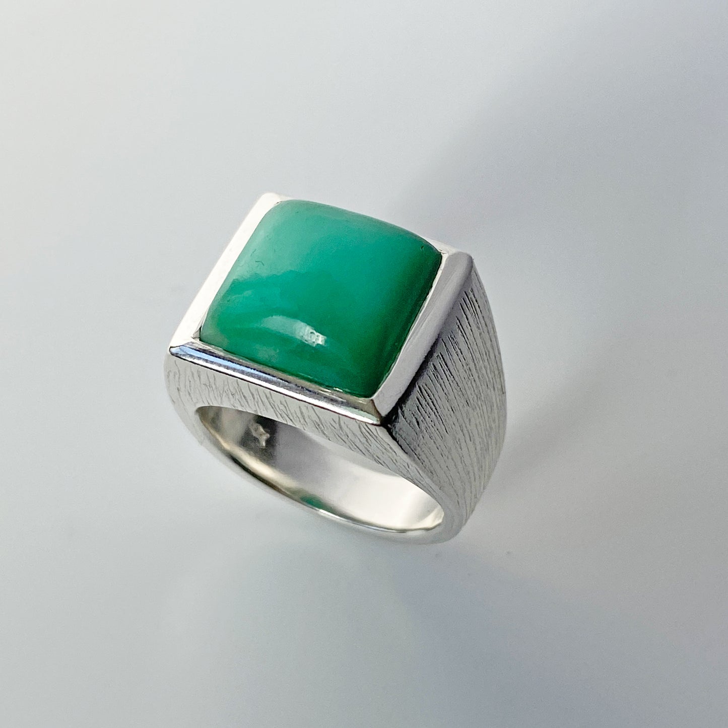 Chrysoprase Signet Silver Ring