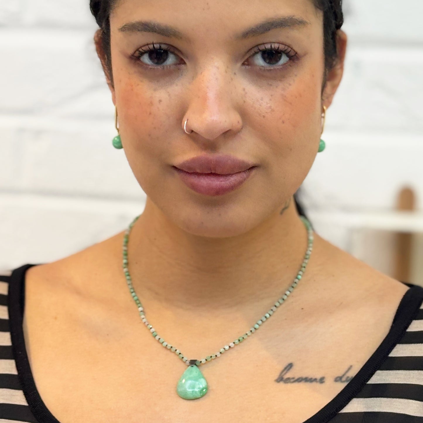 Chrysoprase Knotted Teardrop Pendant