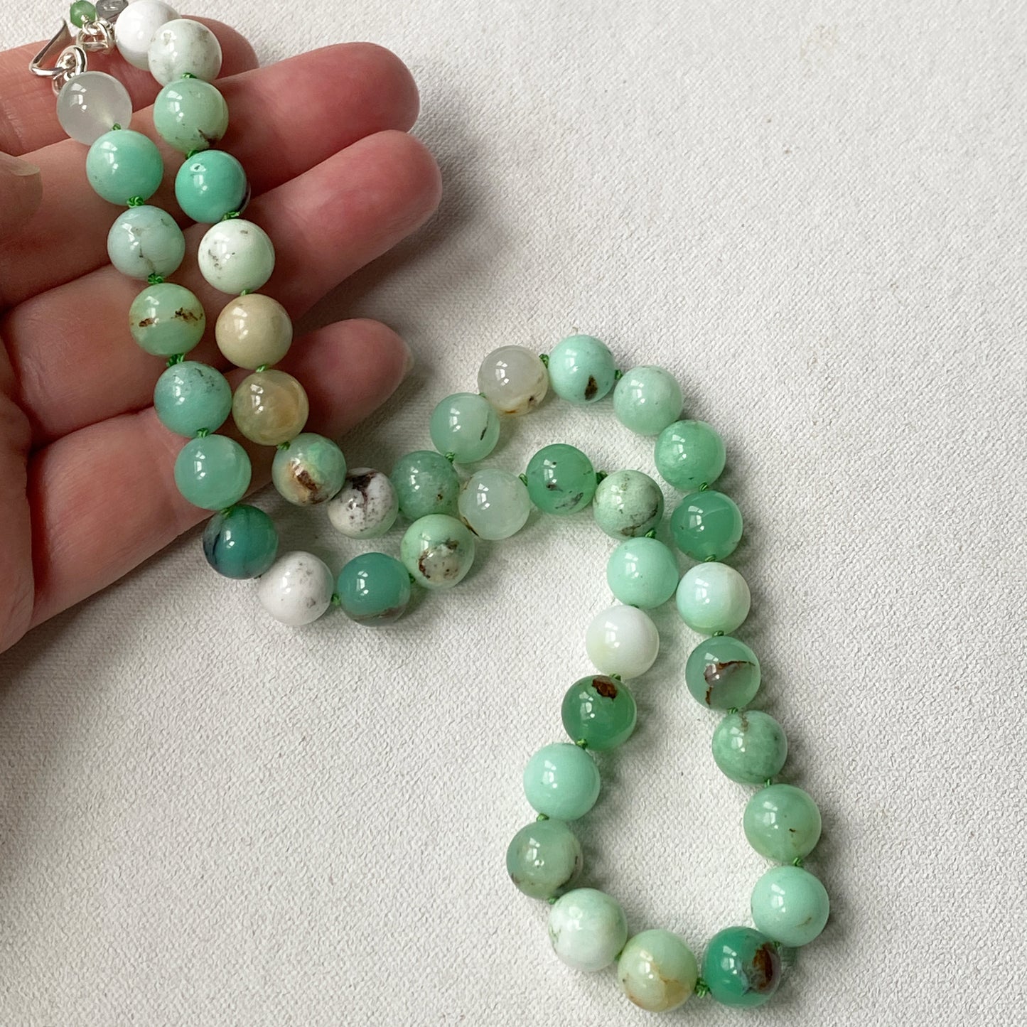 Chrysoprase Knotted Necklace