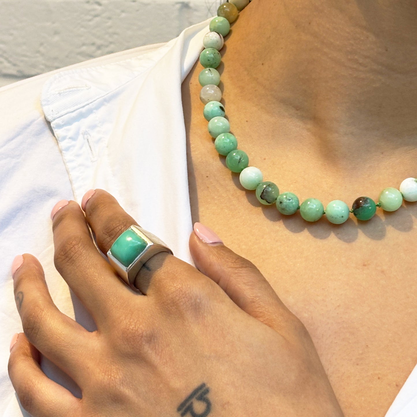 Chrysoprase Knotted Necklace