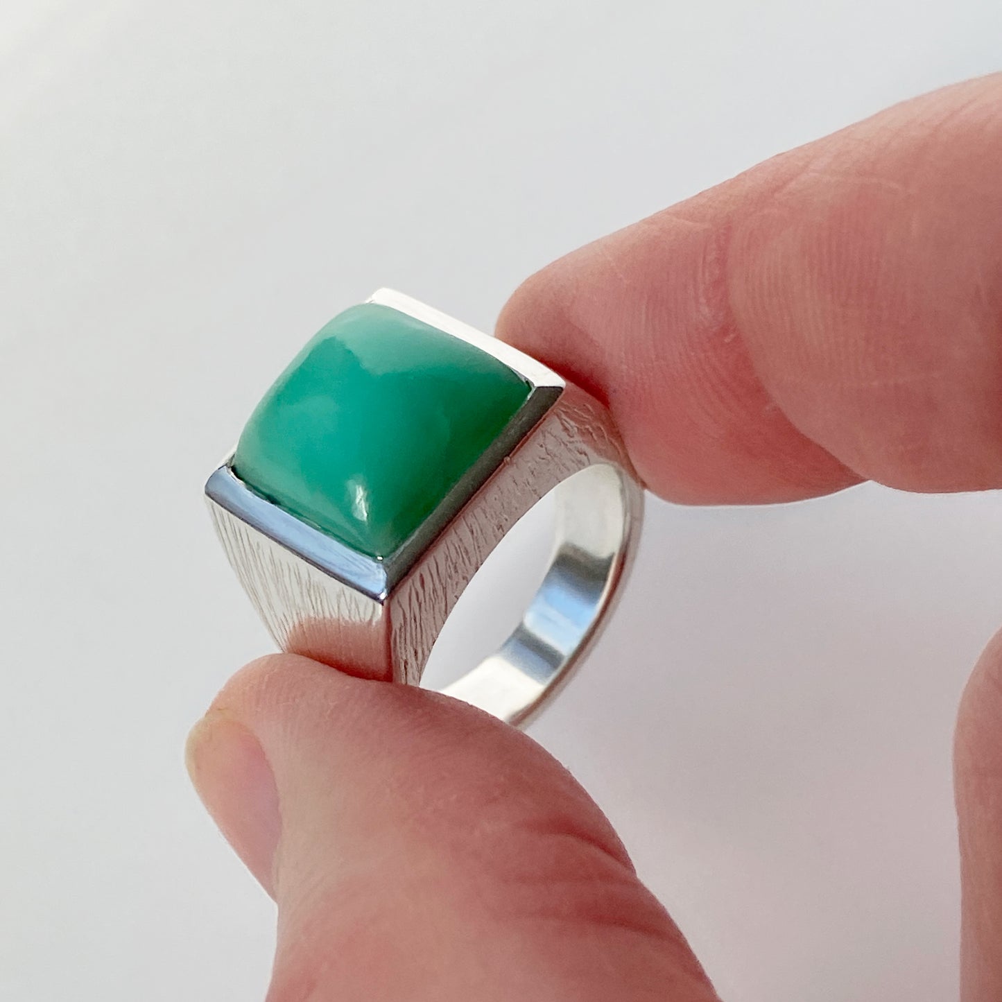 Chrysoprase Signet Silver Ring