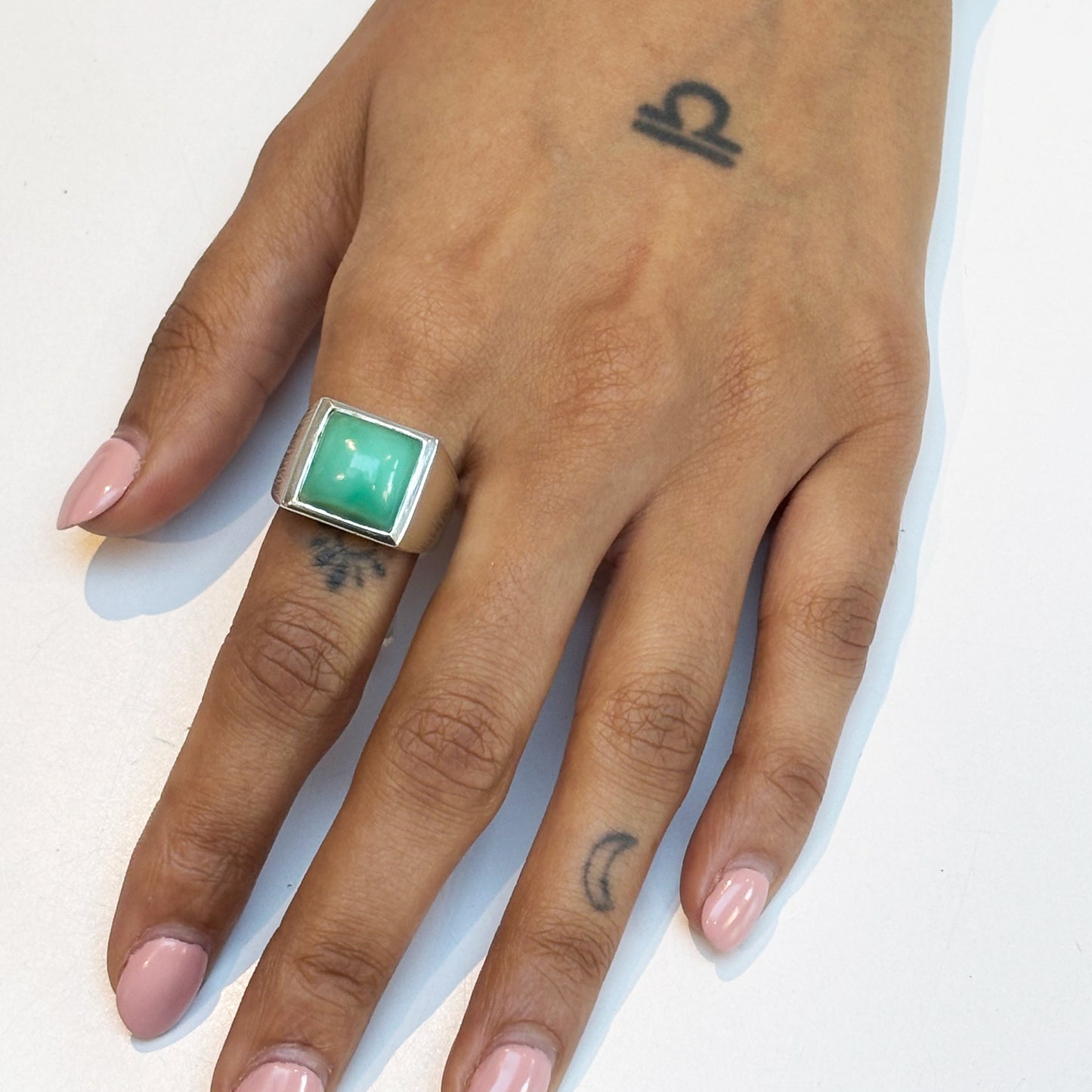 Chrysoprase Signet Silver Ring