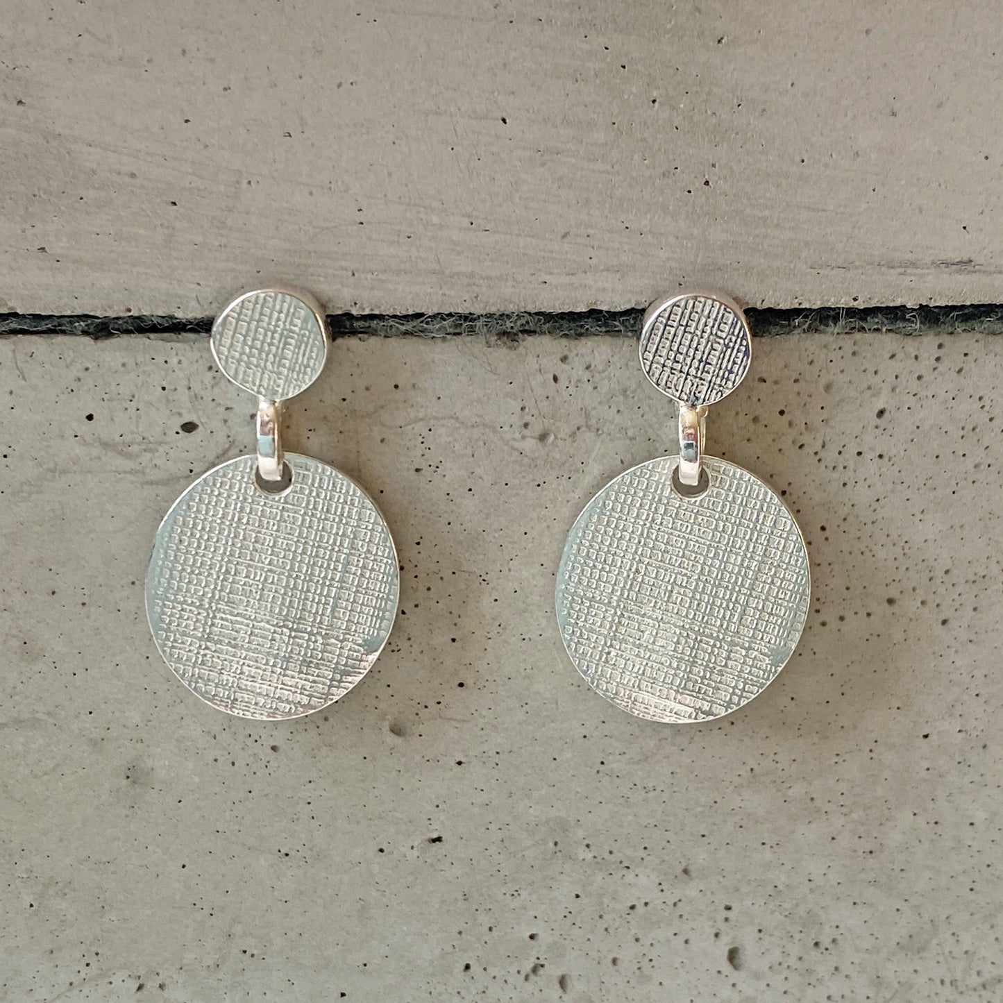 Double Dot Silver Earrings