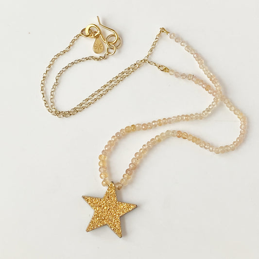 Druzy Star & Topaz Bead Necklace