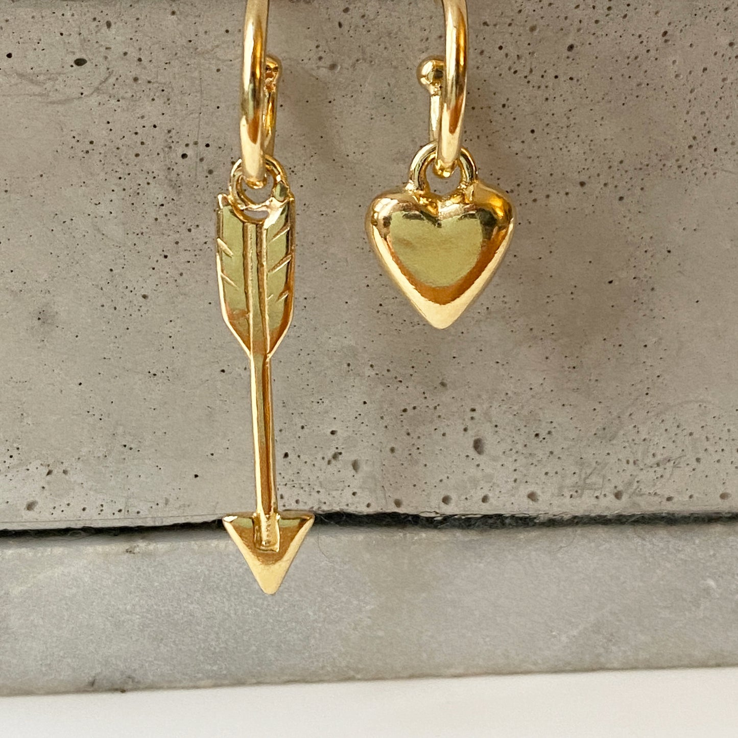 Heart & Arrow Earrings in Gold