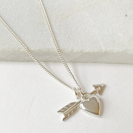 Heart & Arrow Silver Pendant