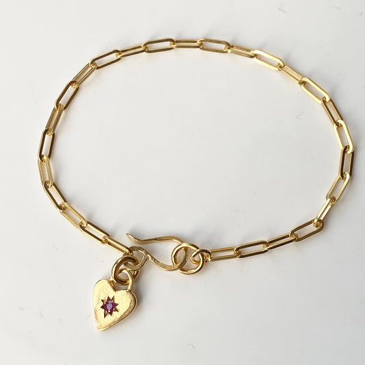 Heart Ruby Star Gold Bracelet