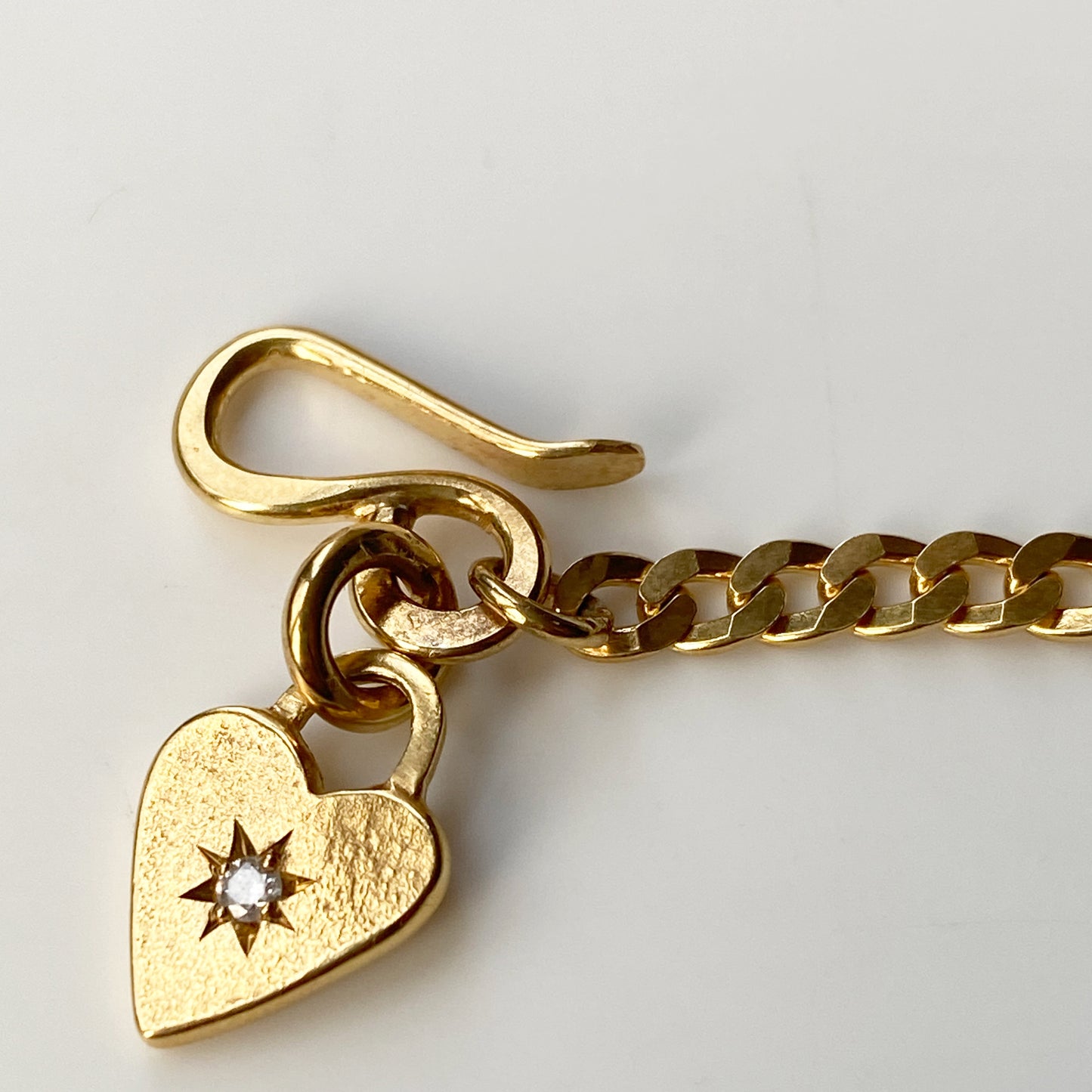 Heart Diamond Star Gold Curb Bracelet