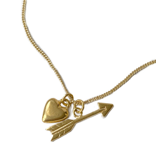 Heart and Arrow Pendant in Gold