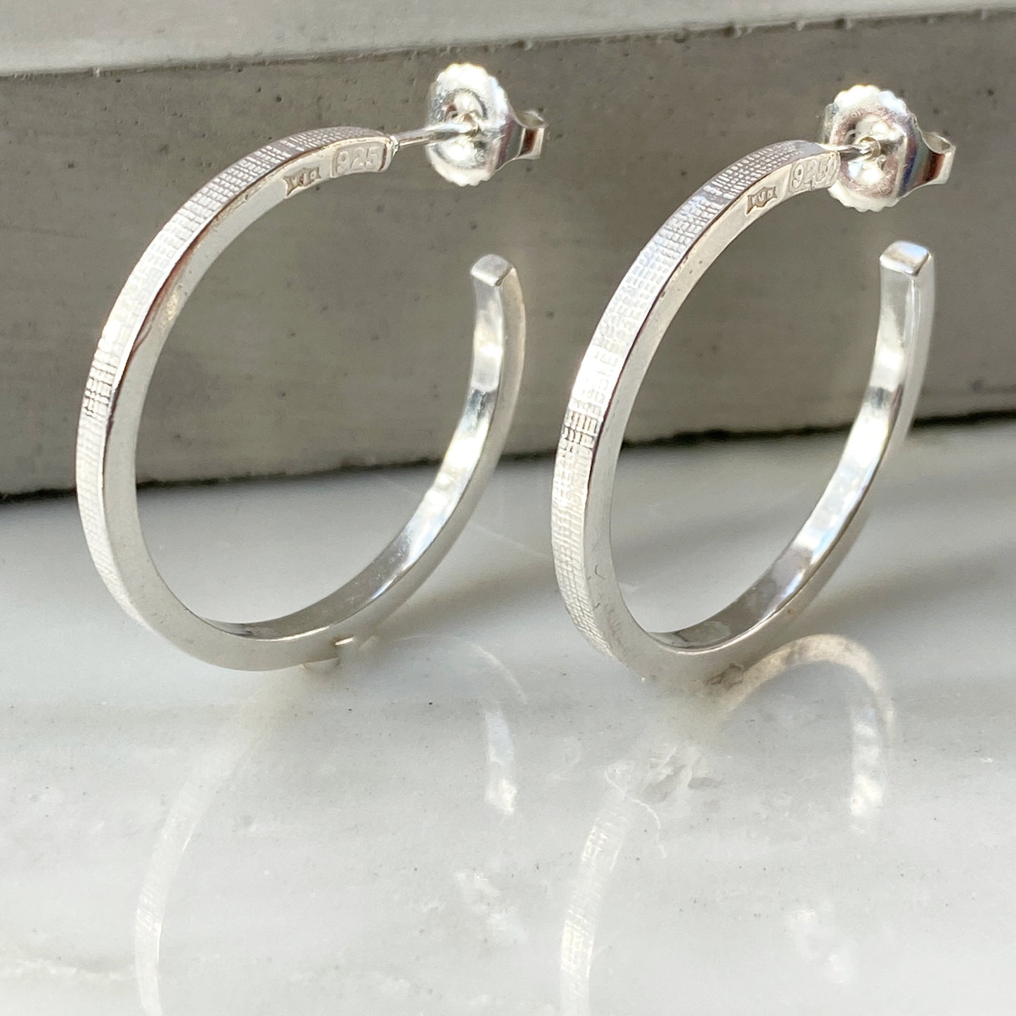 Textured Silver Hoops