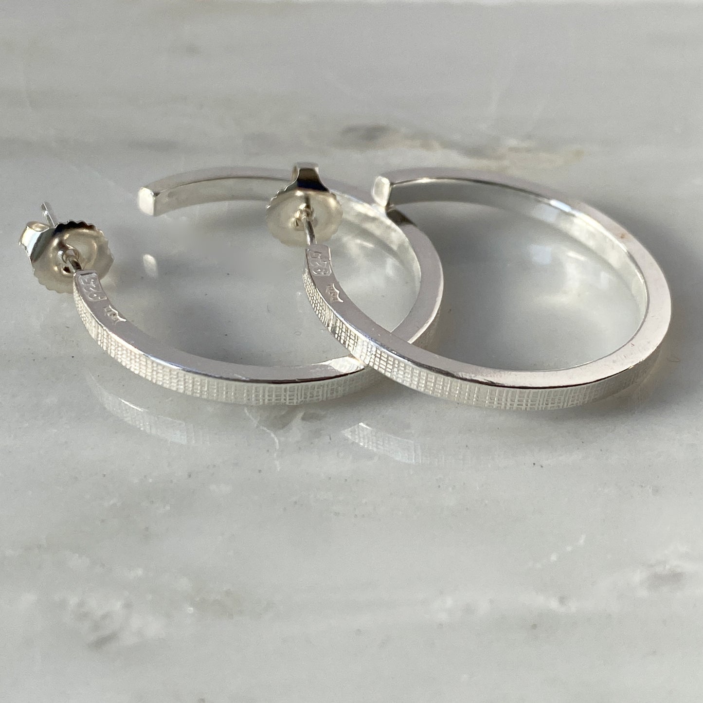 Textured Silver Hoops