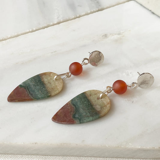 Ocean Jasper Silver Earrings