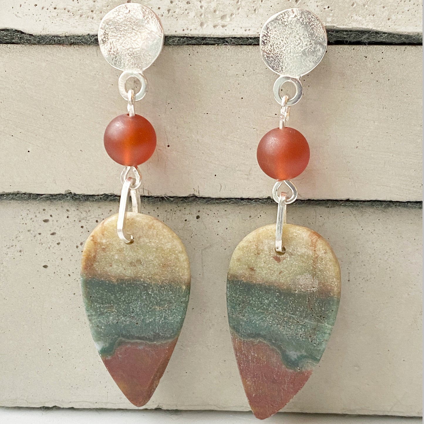Ocean Jasper Silver Earrings