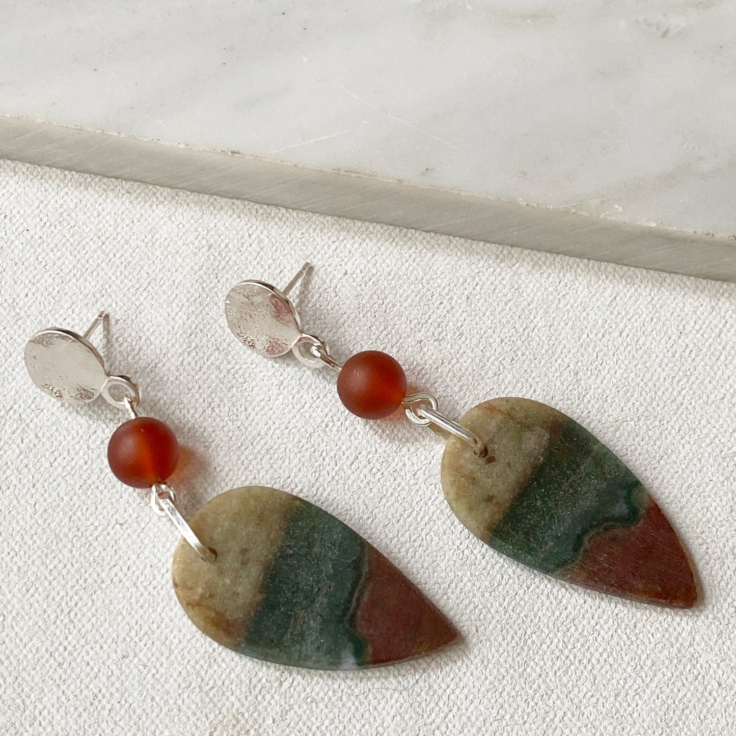 Ocean Jasper Silver Earrings