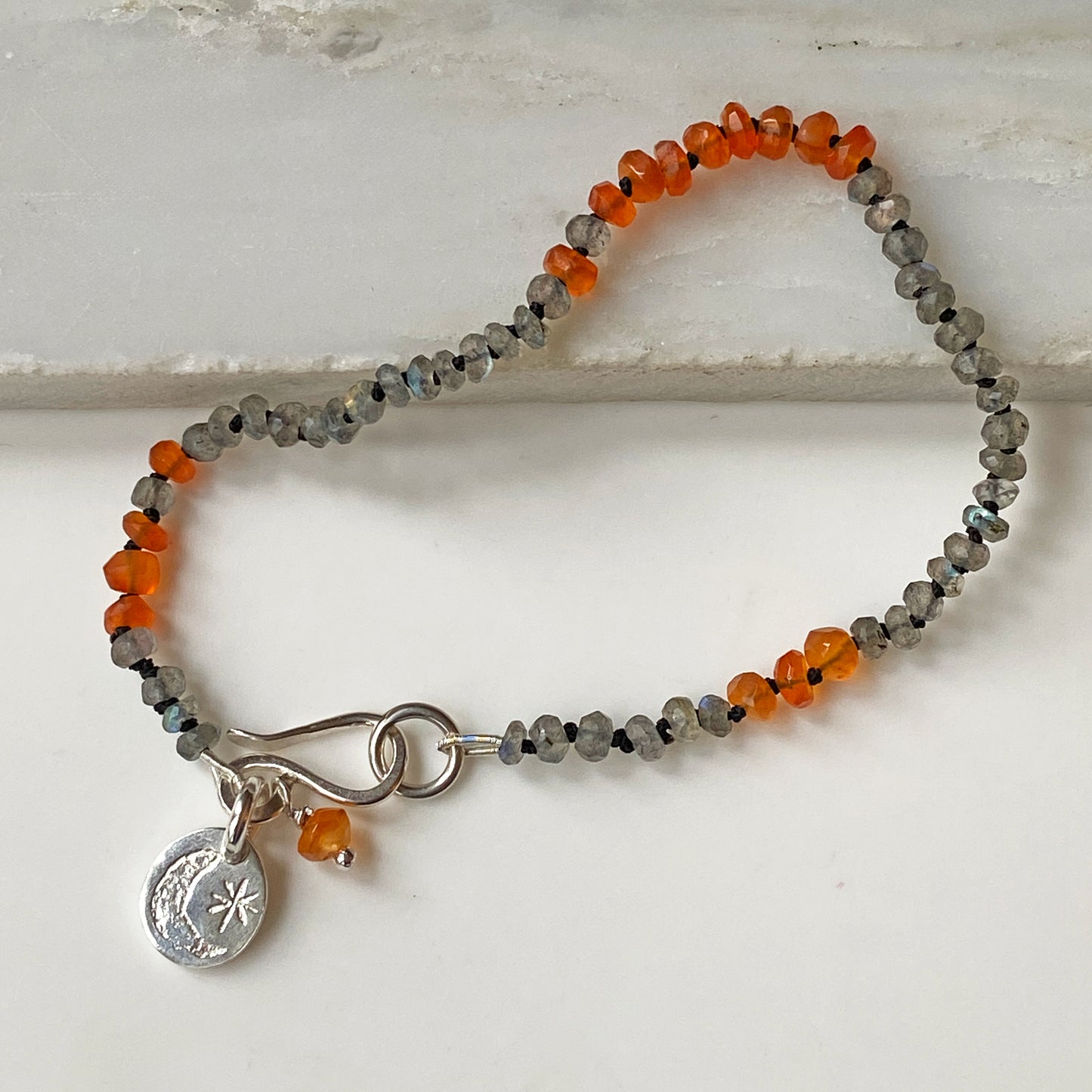 Labadorite & Carnelian Moon & Star Bracelet