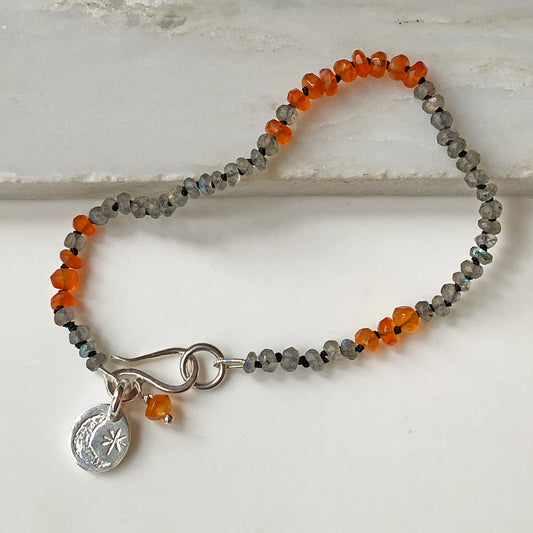 Labadorite & Carnelian Moon & Star Bracelet