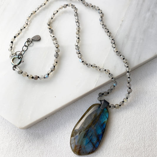 Labadorite Knotted Necklace