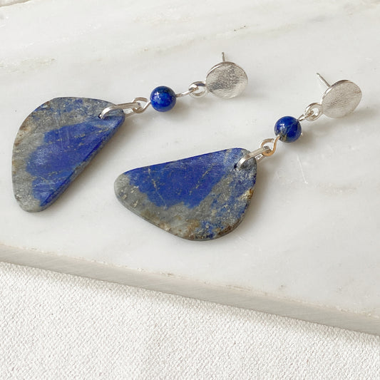 Lapis Silver Freeform Earrings
