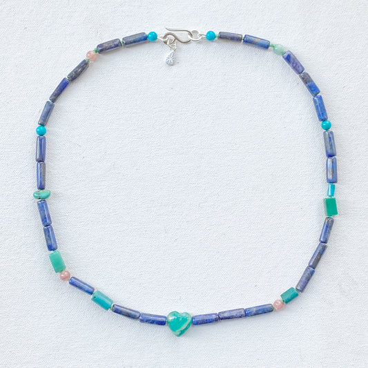 Lapis Turquoise Love Bead Necklace