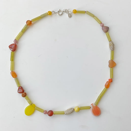 Love Beads Lemon Olive Jade Necklace