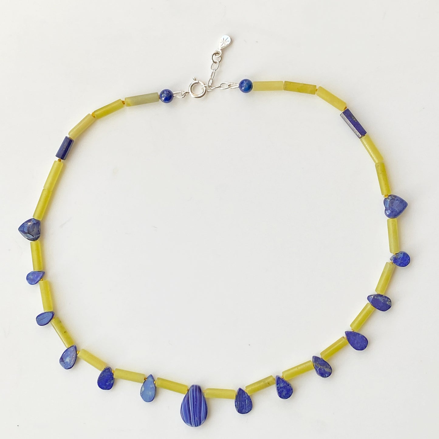 Love Beads Lapis & Olive Jade Necklace