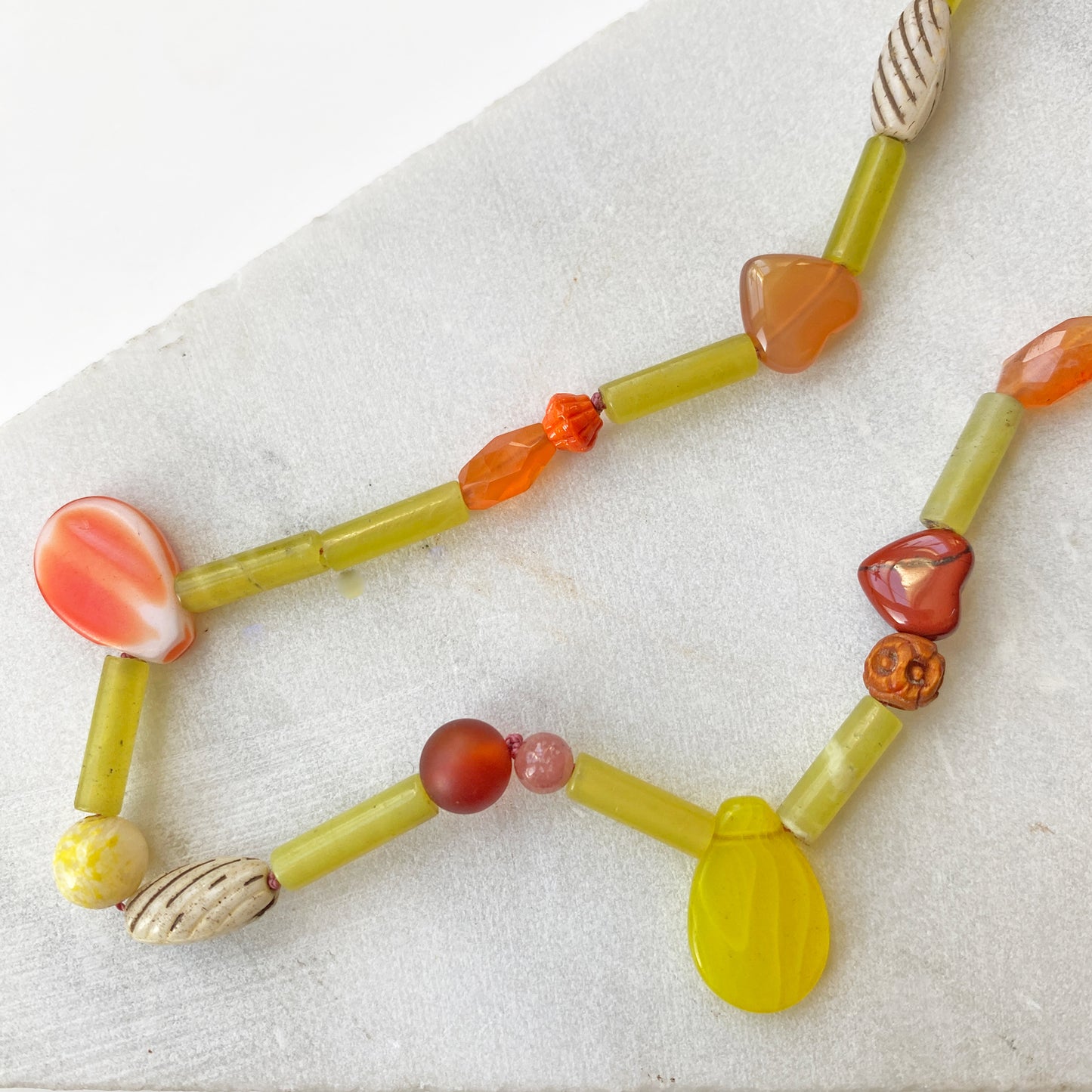 Love Beads Lemon Olive Jade Necklace