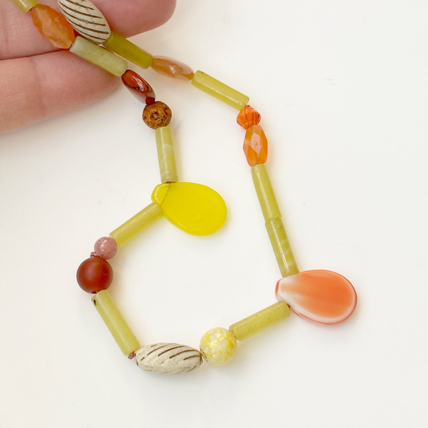 Love Beads Lemon Olive Jade Necklace