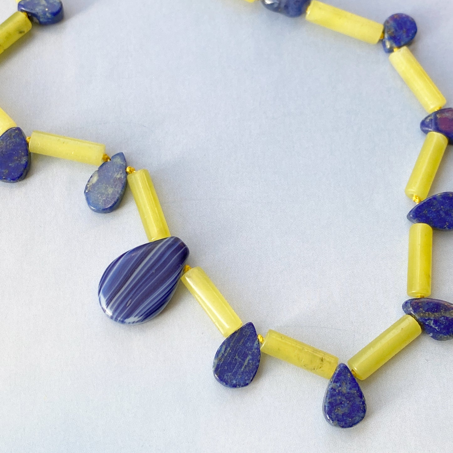 Love Beads Lapis & Olive Jade Necklace