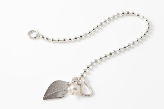 Leaf & Pearl Silver Bracelet