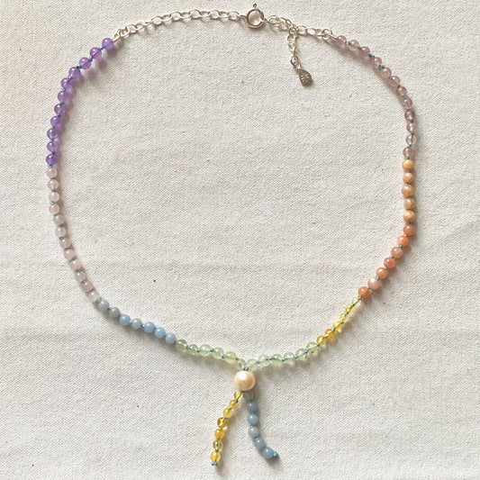 Mixed Gemstone Pastel Love Necklace
