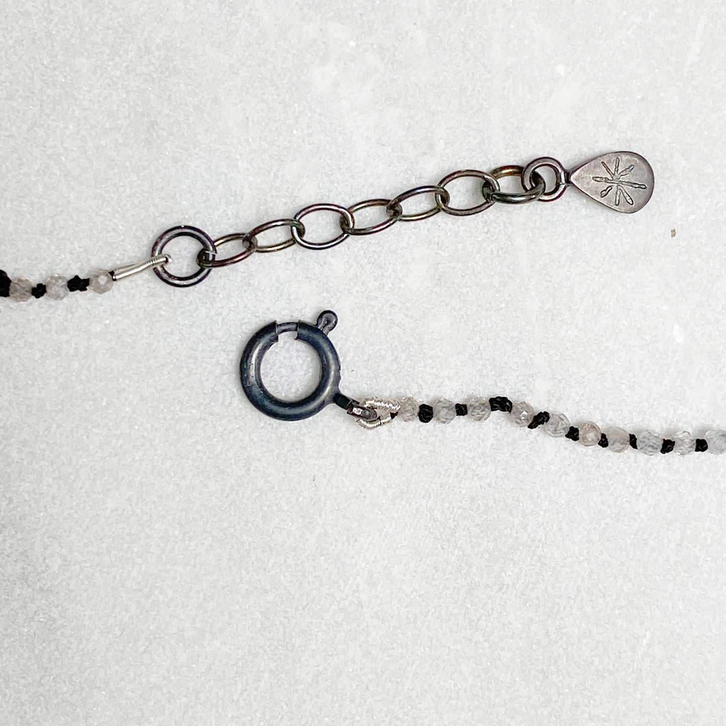 Zircon & Grey Moonstone Knotted Necklace