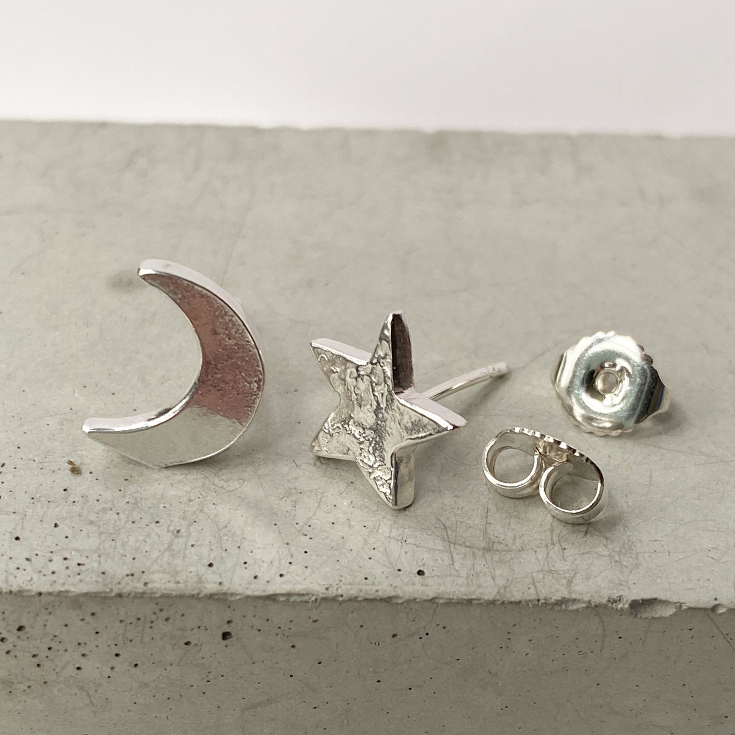 Moon & Star Silver Stud