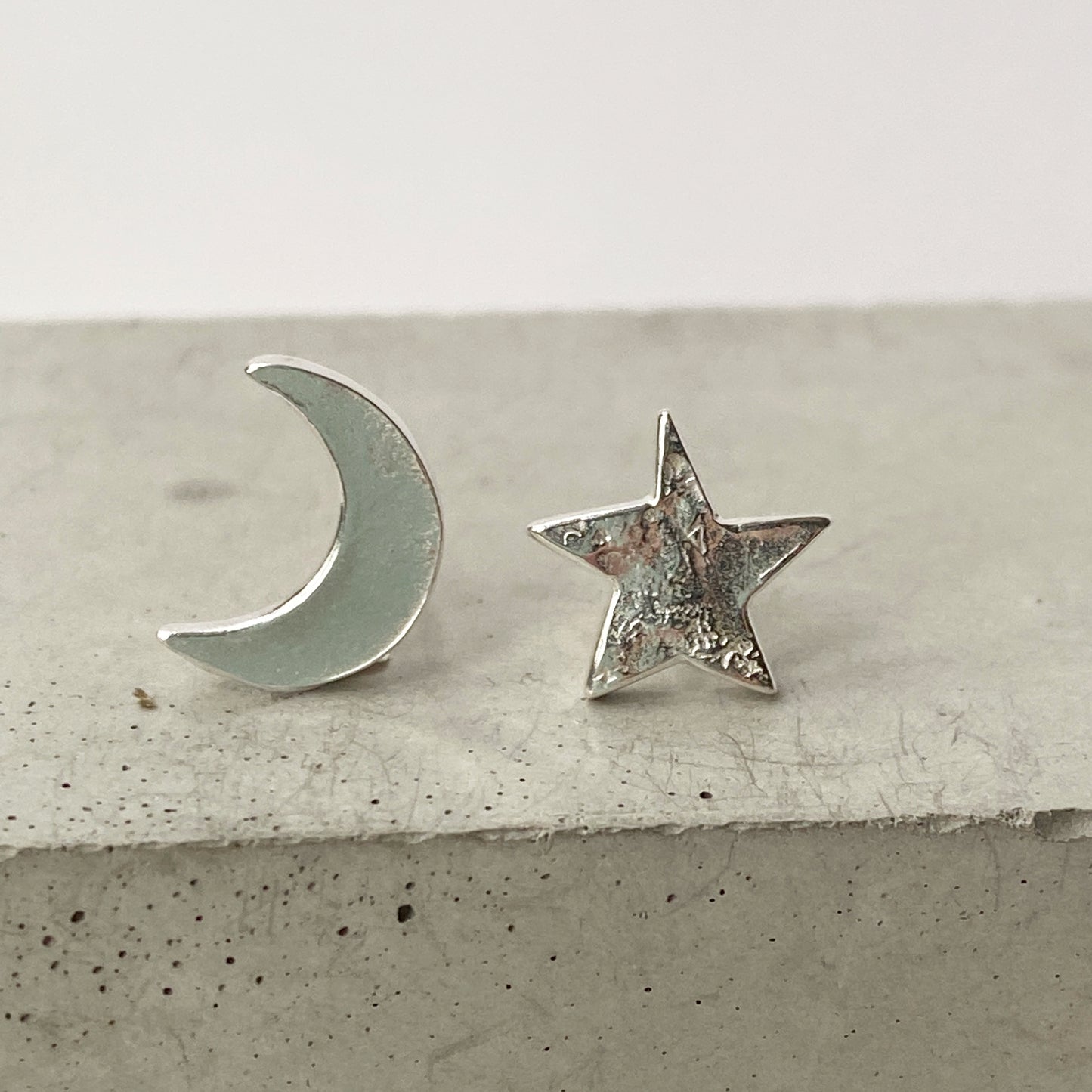 Moon & Star Silver Stud
