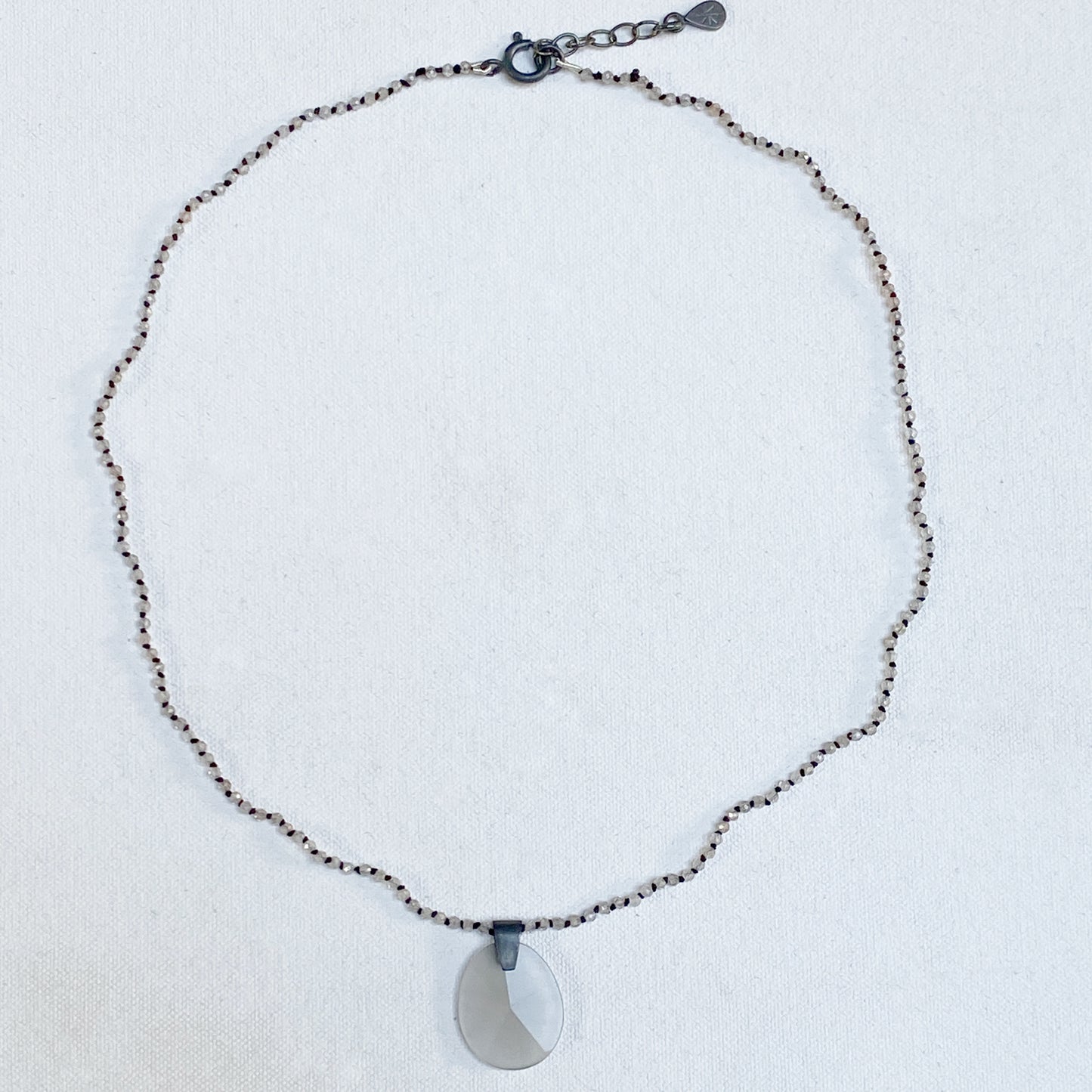 Zircon & Grey Moonstone Knotted Necklace