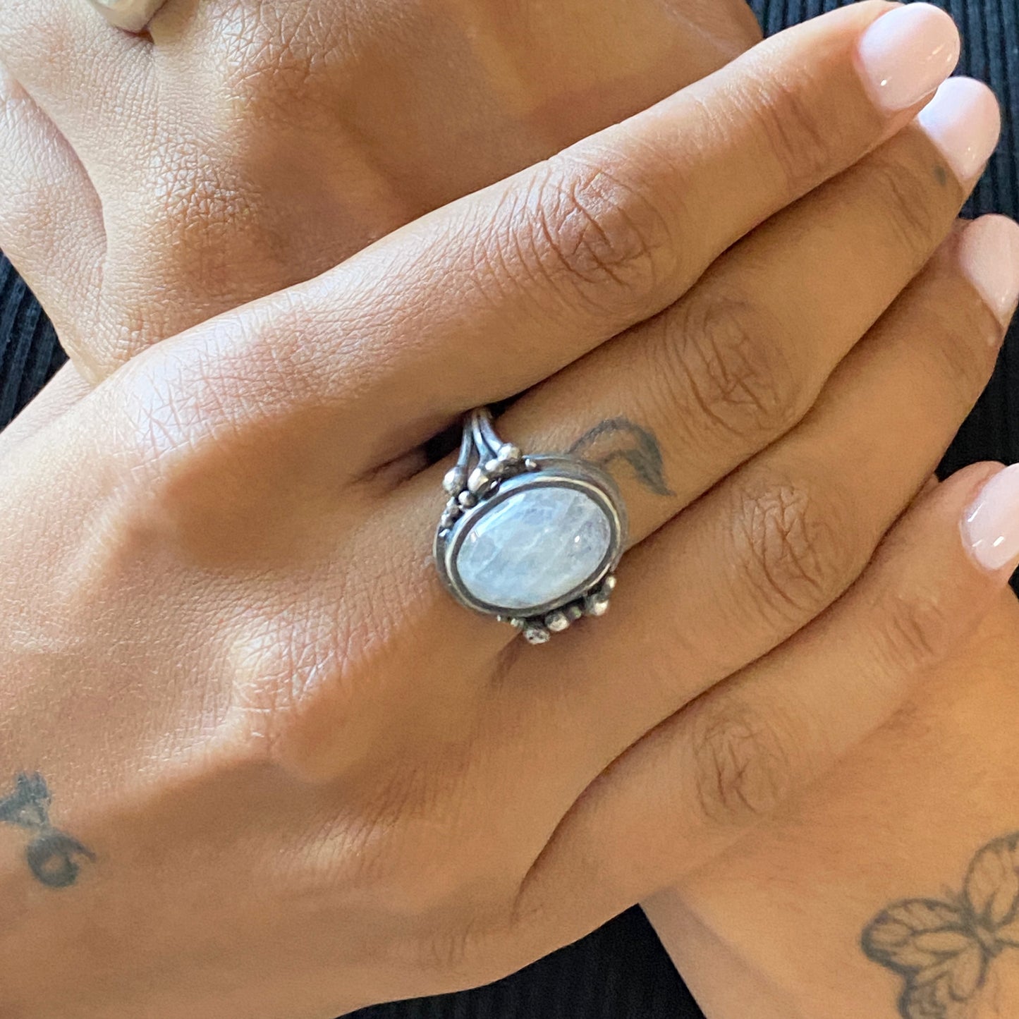 Rainbow Moonstone Bubble Ring