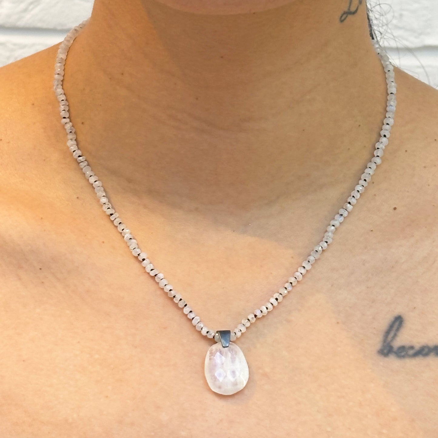 Blue Moonstone Knotted Necklace