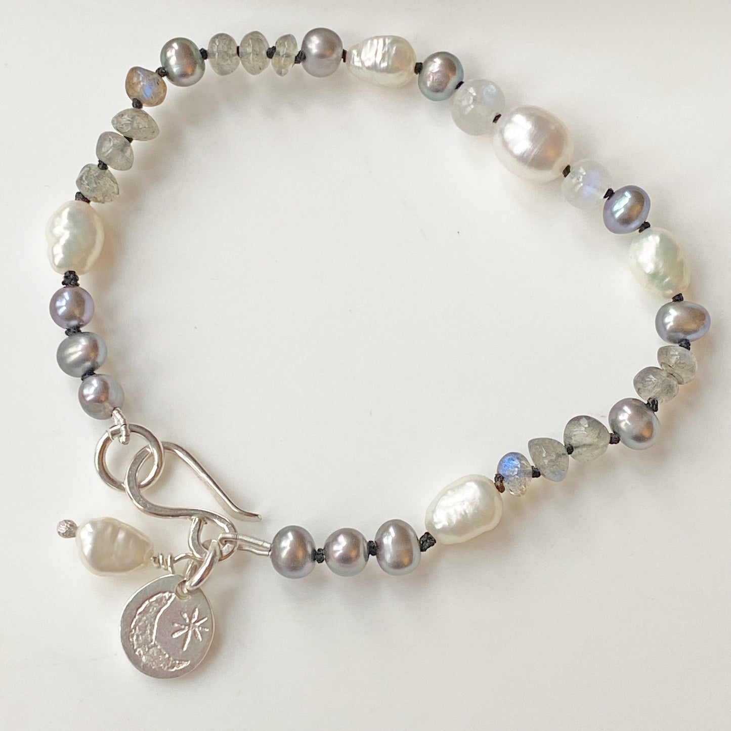 Pearl Labadoradite Moon & Star Bracelet