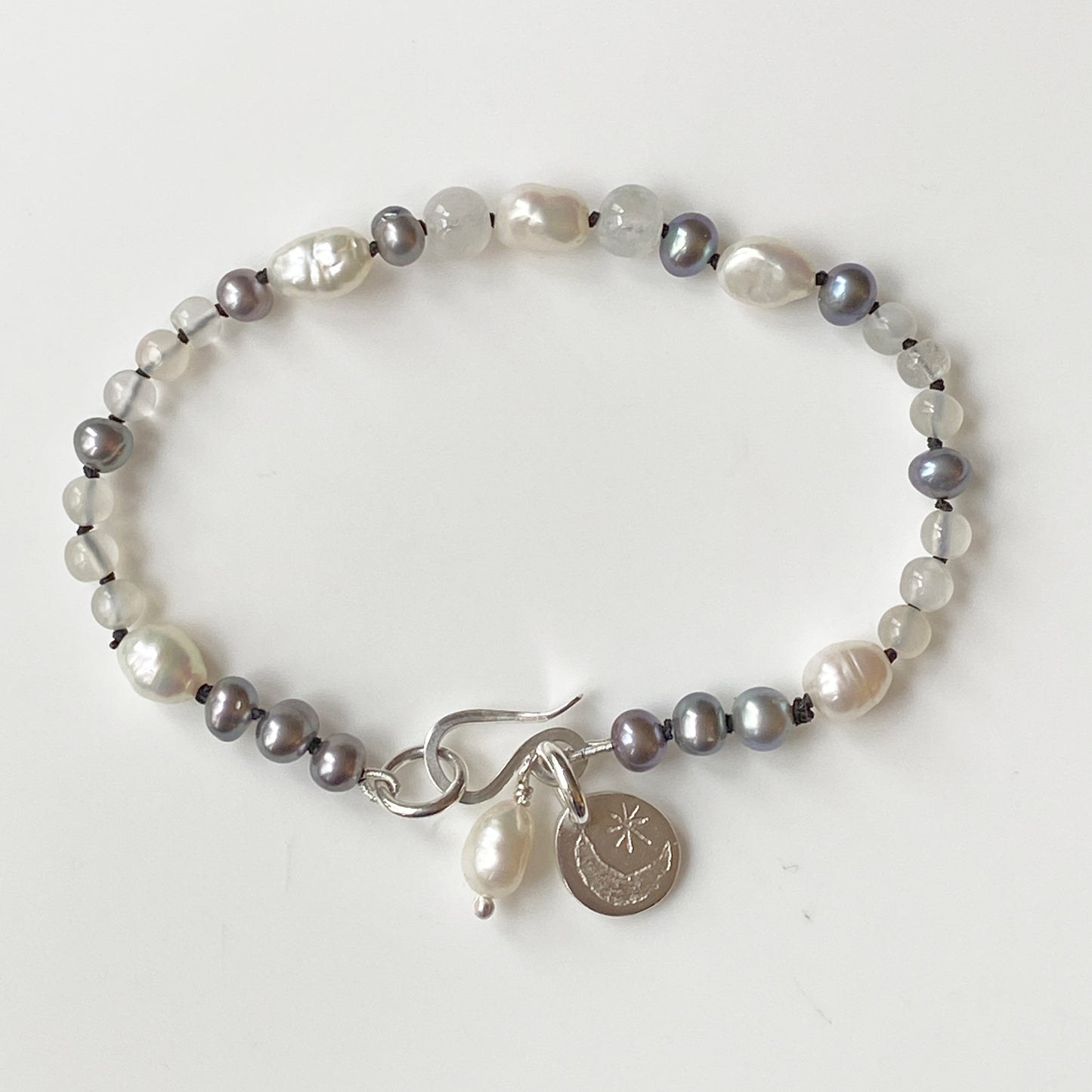 Pearl Moonstone Moon & Stars Bracelet