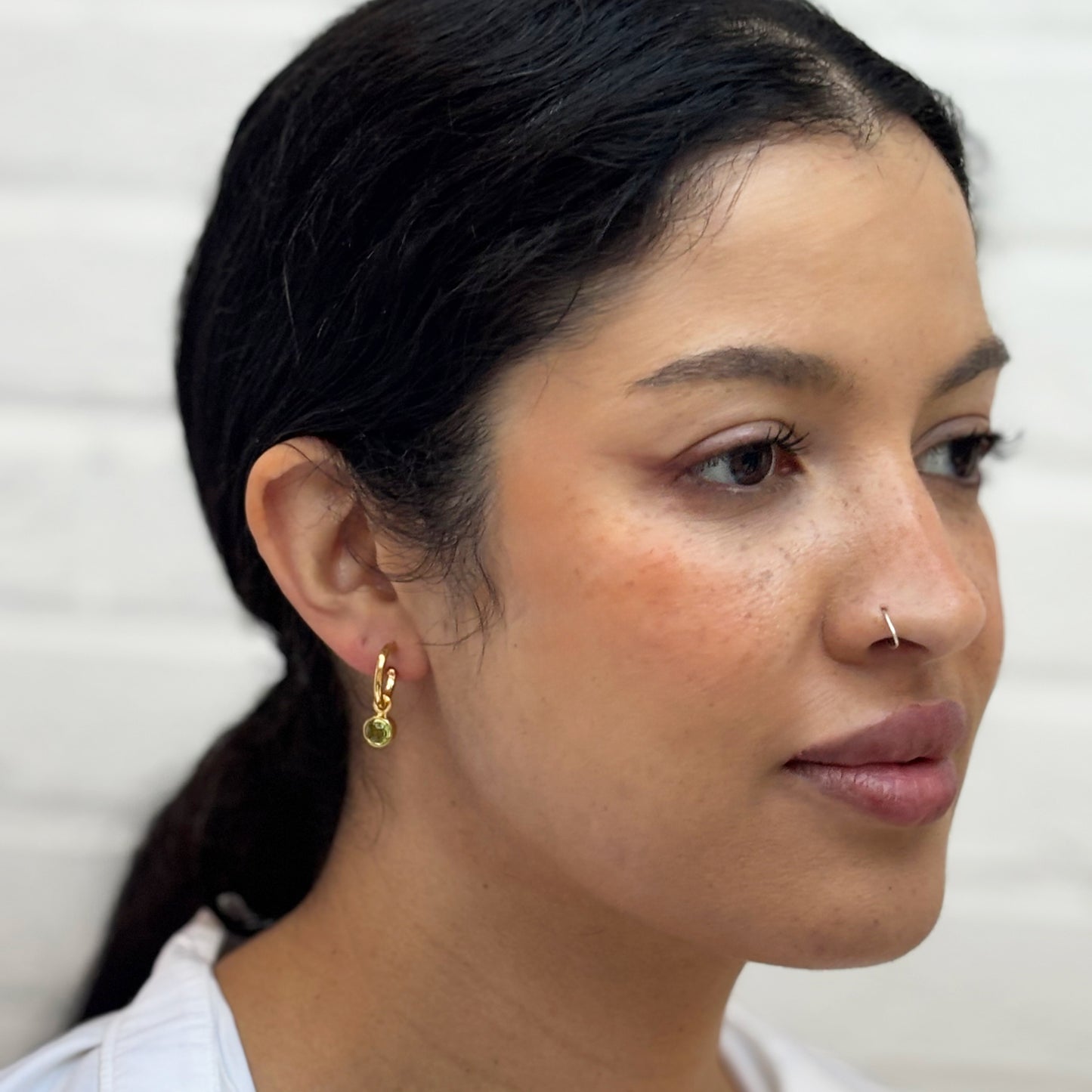 Birthstone Hoop Peridot Earrings Gold