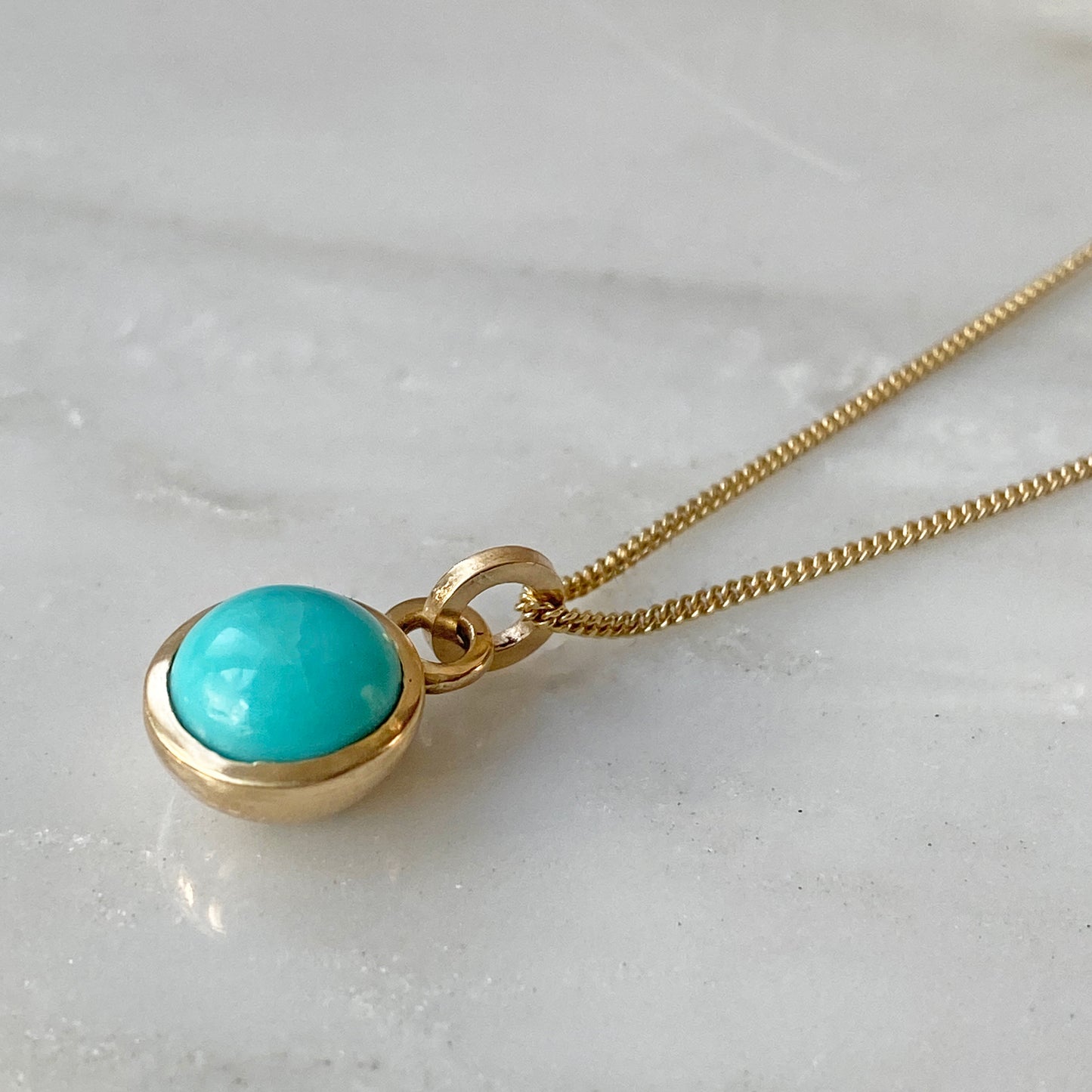 Birthstone Orb Turquoise Gold Pendant