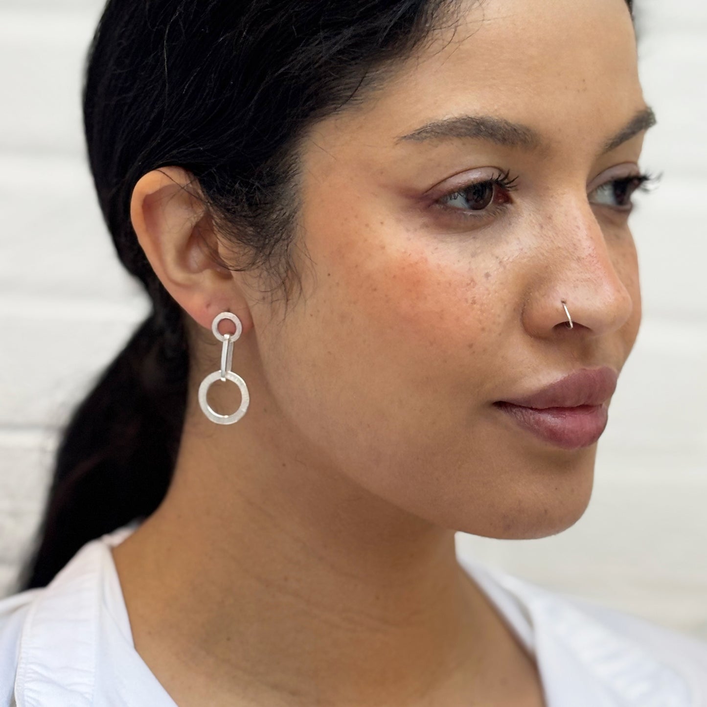 Textured Chain Earrings Silver