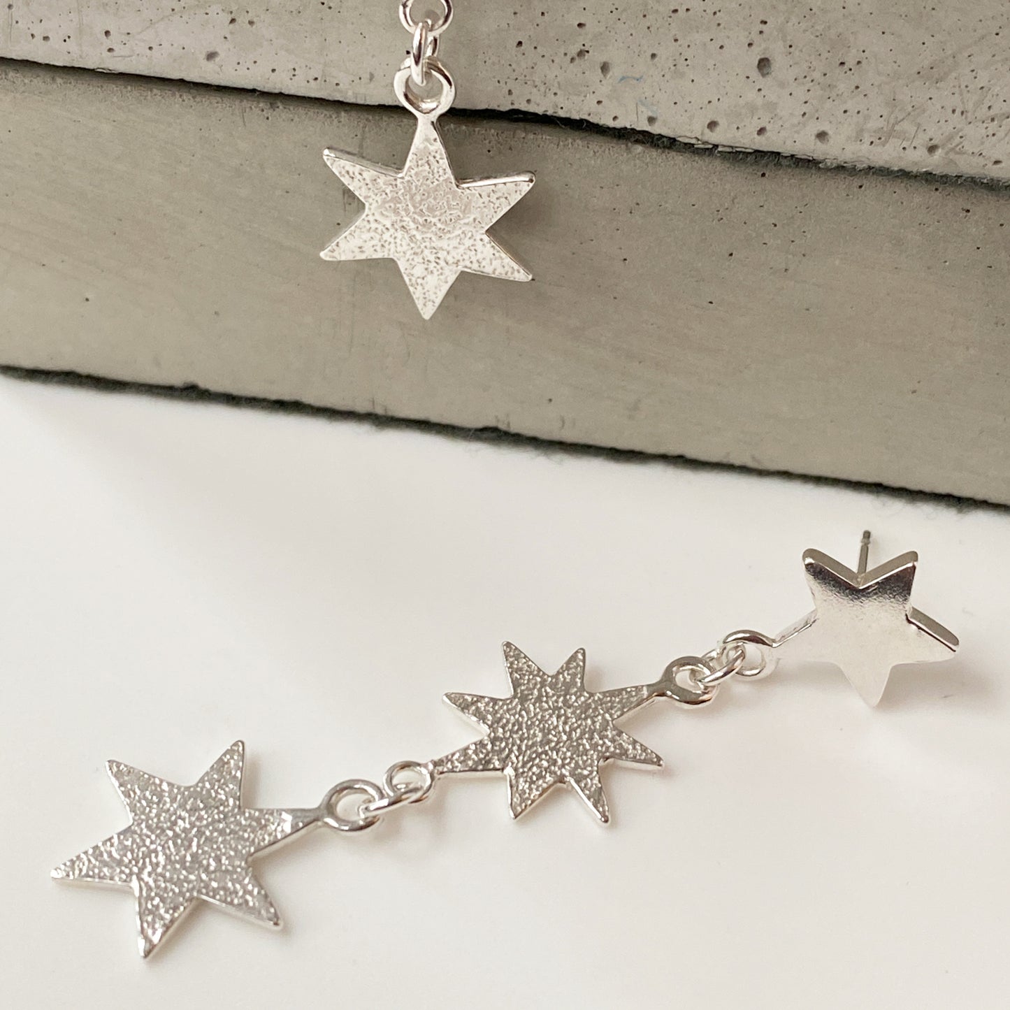 Star Drop Silver Earrings